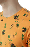 Huetrap Orange Mens Short Sleeve Graphic Printed Tshirt-HT17MKGRABZO01048