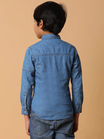 Tales & Stories Blue Solid Cotton Shirt For Boys