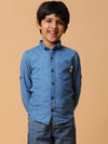 Tales & Stories Boys Solid Light Blue Cotton Regular Fit Full Sleeve Shirt