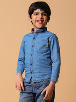 Tales & Stories Boys Solid Light Blue Cotton Regular Fit Full Sleeve Shirt