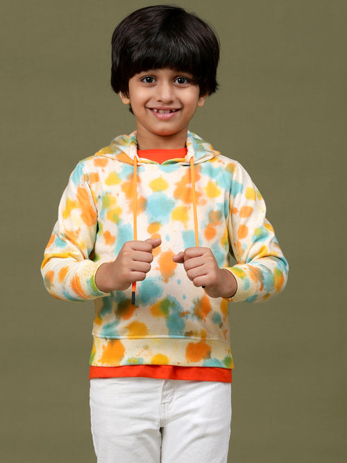 Tales & Stories Boys Pestel Yellow Cotton Tie and Dye Sweatshirt