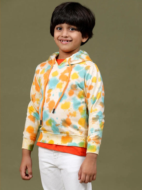 Tales & Stories Boys Pestel Yellow Cotton Tie and Dye Sweatshirt