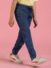 Tales & Stories Solid Blue Cotton Joggers For Girls