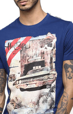 Huetrap Blue Mens Short Sleeve Graphic Printed Tshirt-HT18MKGRALNY01237