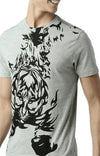 Huetrap Grey Mens Short Sleeve Graphic Printed Tshirt-HT13MKGRAGML00241