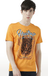 Huetrap Orange Mens Short Sleeve Graphic Printed Tshirt-HT17MKGRABZO00517