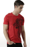 Huetrap Red Mens Short Sleeve Graphic Printed Tshirt-HT17MKGRARED00533