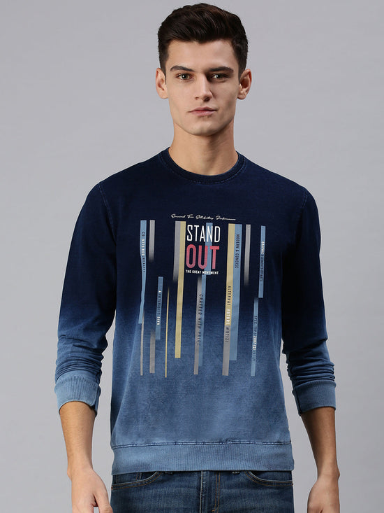 Men Solid Blue Sweatshirt-OD206-Blue