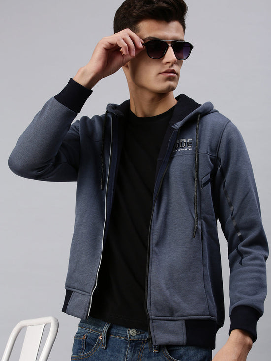 Men Hooded Solid Navy Blue Sweatshirt-OD6026-Blue