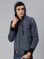 Men Hooded Solid Navy Blue Sweatshirt-OD6026-Blue