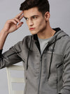 Men Hooded Solid Grey Sweatshirt-OD6026-Grey