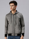 Men Hooded Solid Grey Sweatshirt-OD6026-Grey