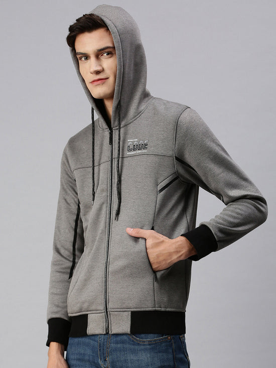 Men Hooded Solid Grey Sweatshirt-OD6026-Grey