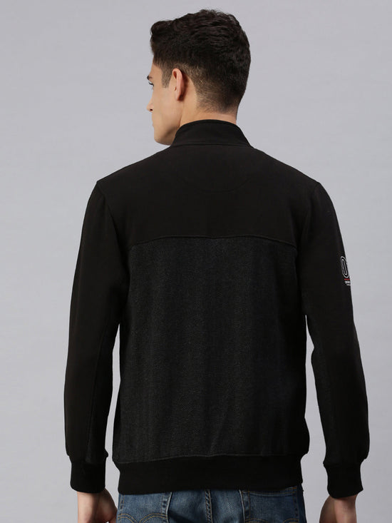 Men Solid Black Sweatshirt-OD6041-Darkgrey