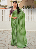 Saree Mall Women's Chiffon Green Embellished Designer Saree With Blouse Piece-OLIVA110