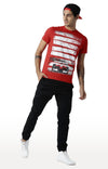 Huetrap Red Mens Short Sleeve Graphic Printed Tshirt-HT15MKGRARED00015