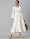 Women Square Neck Solid White Anarkali Kurta-ON001-White