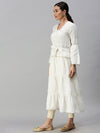 Women Square Neck Solid White Anarkali Kurta-ON001-White