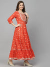 Women's Bandhani Printed & Embroidered Cotton Anarkali Kurta