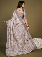 Saree Mall Women's Manipuri  Grey Printed Designer Saree With Blouse Piece-ORBIT02C