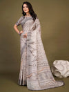 Saree Mall Women's Manipuri  Grey Printed Designer Saree With Blouse Piece-ORBIT02C