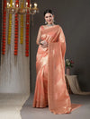 Saree Mall Women's Organza Peach Woven Design Designer Saree With Blouse Piece-ORGCL09