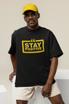 Oversized Tshirt Stay Positive Print Cotton Blend