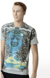 Huetrap Grey Mens Short Sleeve Graphic Printed Tshirt-HT15MKGRAGML00033