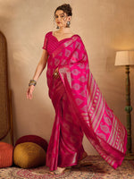 Saree Mall Women's  Blend Pink Printed Designer Saree With Blouse Piece-OXFORD09B