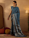 Saree Mall Women's  Blend Teal Blue Printed Designer Saree With Blouse Piece-OXFORD10D