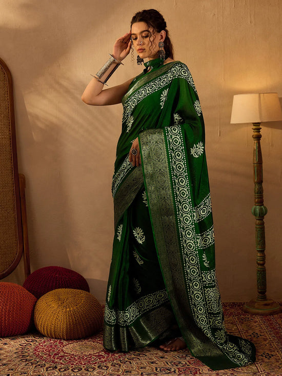 Saree Mall Women's  Blend Green Printed Designer Saree With Blouse Piece-OXFORD13B