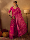 Saree Mall Women's  Blend Pink Printed Designer Saree With Blouse Piece-OXFORD14A