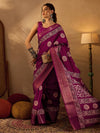 Saree Mall Women's  Blend Magenta Printed Designer Saree With Blouse Piece-OXFORD14D