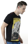 Huetrap Black Mens Short Sleeve Graphic Printed Tshirt-HT17MKGRABLK00652