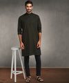 Hangup Men Standard Solid Men's Indian Wear-Olive_6_118_Kurta