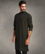 Hangup Men Standard Solid Men's Indian Wear-Olive_6_118_Kurta