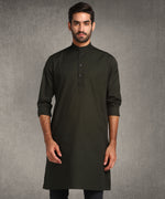 Hangup Men Standard Solid Men's Indian Wear-Olive_6_118_Kurta