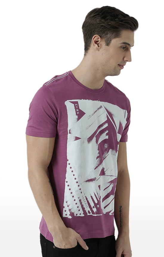 Huetrap Maroon Mens Short Sleeve Graphic Printed Tshirt-HT17MKGRAPLU00528