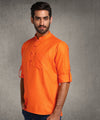 Hangup Men Standard Solid Men's Indian Wear-Orange_Magic_Patch_Short2Kurta