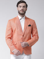 Hangup Men Standard Solid Men Formalwear-Orange1LinenBlazer