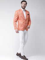 Hangup Men Standard Solid Men Formalwear-Orange1LinenBlazer