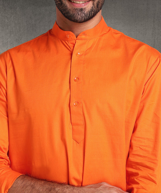 Hangup Men Standard Solid Men's Indian Wear-Orange_6_111_Kurta