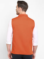 Hangup Men Standard Solid Men's Indian Wear-Orange_Jute_Nehru