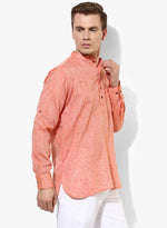 Hangup Men Slim Solid Men's Indian Wear-OrangeKurta