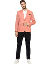 Hangup Men Standard Solid Men Formalwear-OrangeLinenBlazer