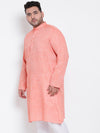 Hangup Men Standard Solid Men's Indian Wear-Orange_Linen_OnlyLongKurta