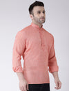 Hangup Men Slim Solid Men's Indian Wear-OrangeShortKurta