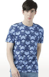 Huetrap Blue Mens Short Sleeve Graphic Printed Tshirt-HT17MKGRALNY00767