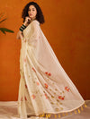 Saree Mall Women's Chiffon Off White Printed Designer Saree With Blouse Piece-PAINTING102