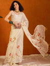 Saree Mall Women's Chiffon Off White Printed Designer Saree With Blouse Piece-PAINTING102